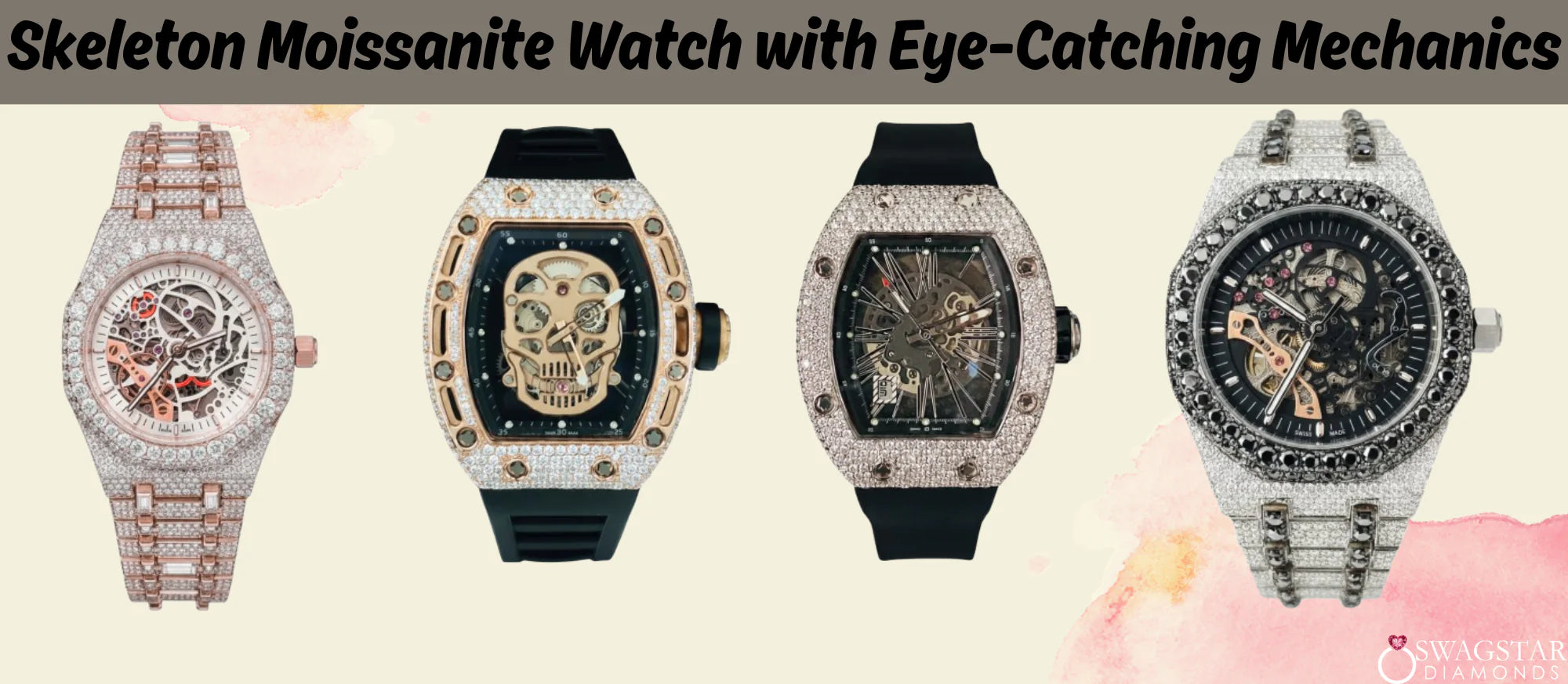 Skeleton Moissanite Watch with Eye-Catching Mechanics – SWAGSTAR DIAMONDS