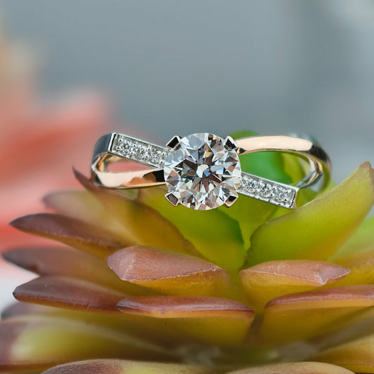 Round Delicate Real Lab Grown Diamond Engagement Ring