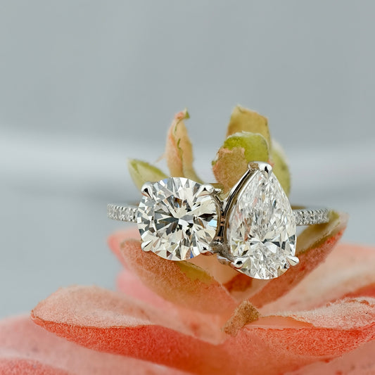 Pear & Round Elegant Lab Grown Diamond Engagement Ring