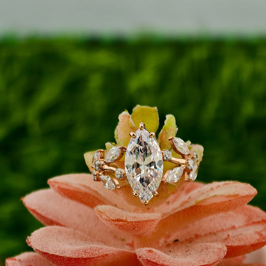 Marquise & Round Modern Real Lab Grown Diamond Engagement Ring