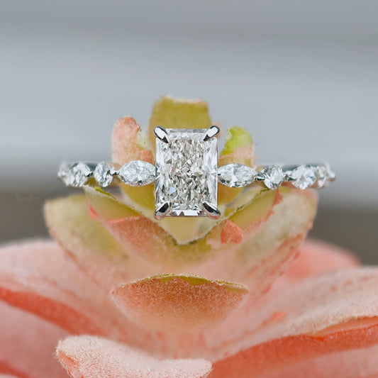 Radiant & Marquise & Round Cut Lab Grown Diamond Engagement Ring