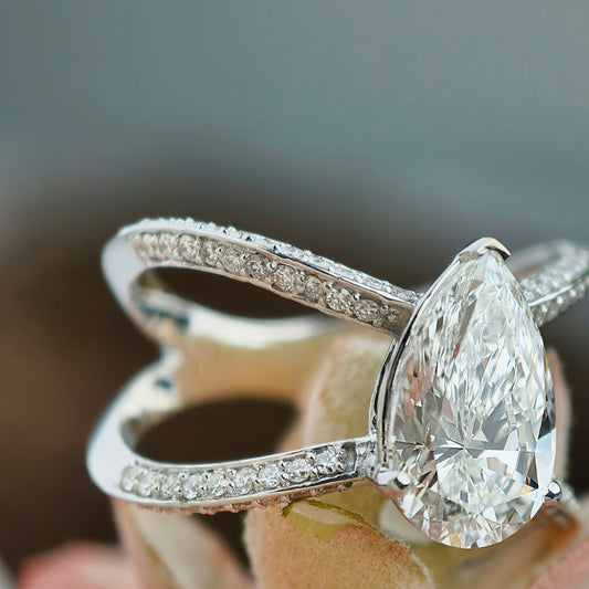 Pear & Round Real Lab Grown Diamond Engagement Ring