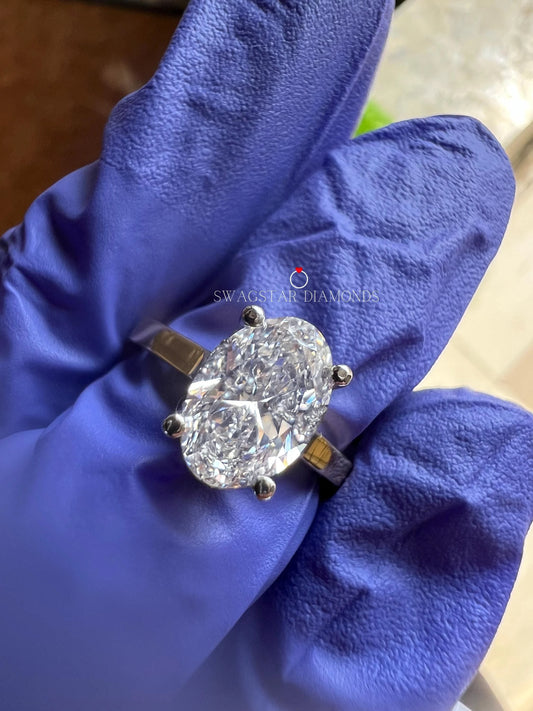 2 Carat Oval Cut Hidden Halo Lab Grown Diamond Engagement Ring Solitaire Ring For Her