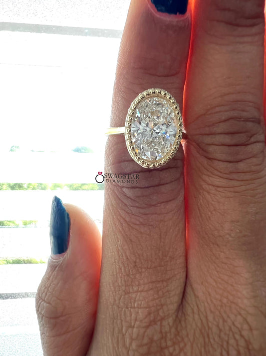 3.00 CT Oval Cut IGI Certified Lab Diamond Ring
