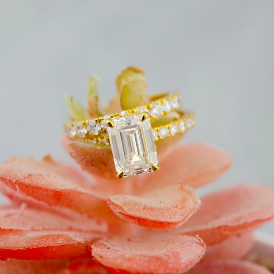 Emerald & Round Modern Lab Grown Diamond Engagement Ring