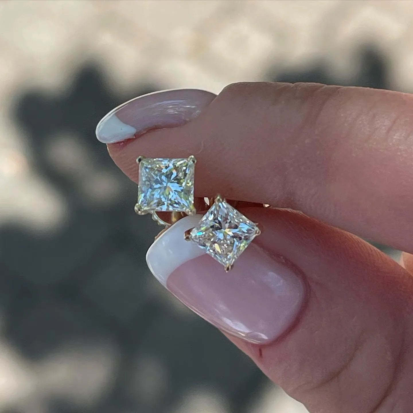 Lab Grown Princess Diamond Stud Earrings. Lab Grown Princess Diamond Stud Earrings.