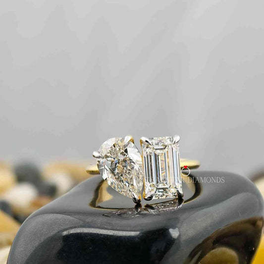 Pear & Emerald Cut Two Stone Toi Et Moi Ring