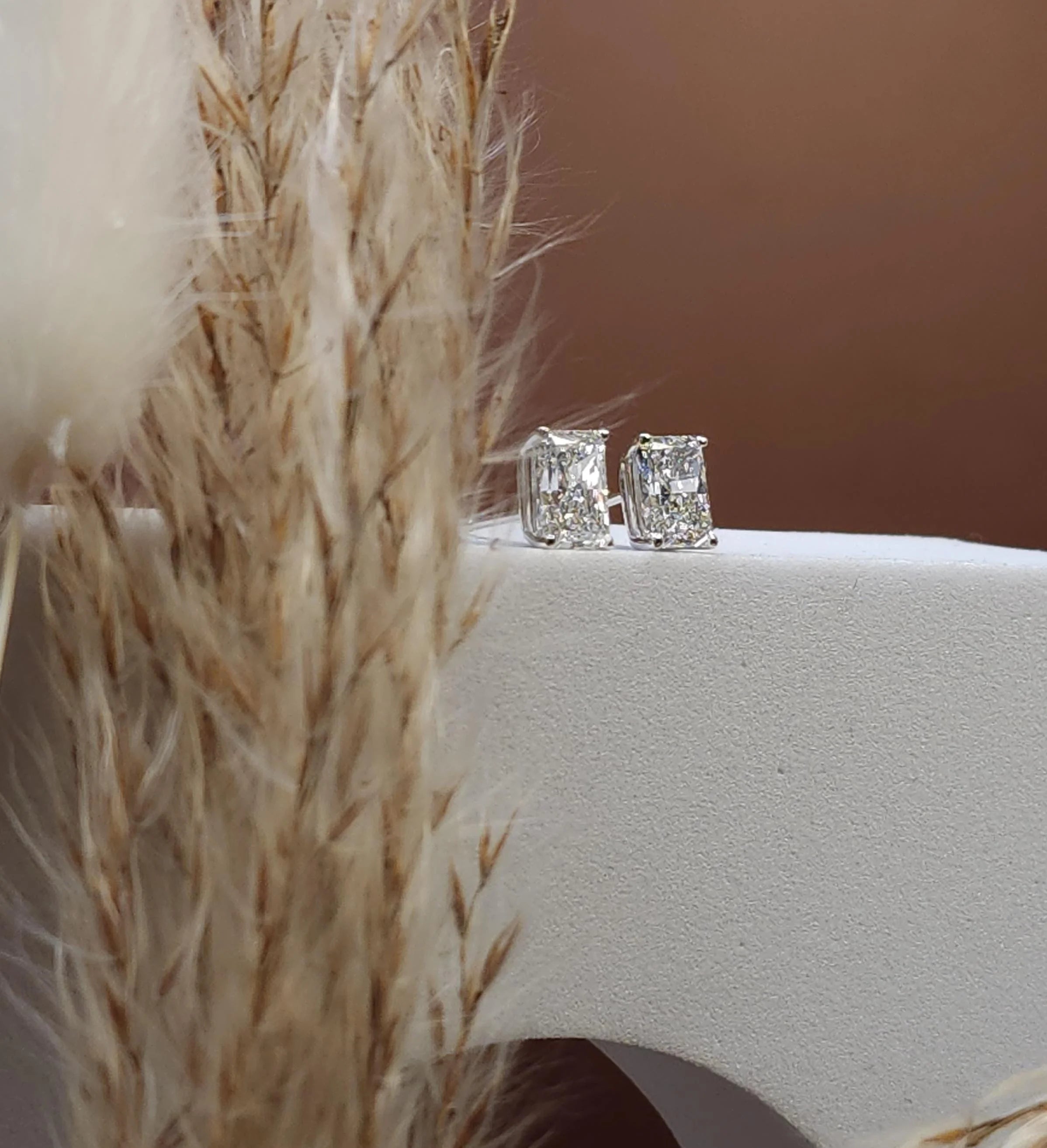 Radiant Cut 14K White Gold Stud Earrings Radiant Cut 14K White Gold Stud Earrings