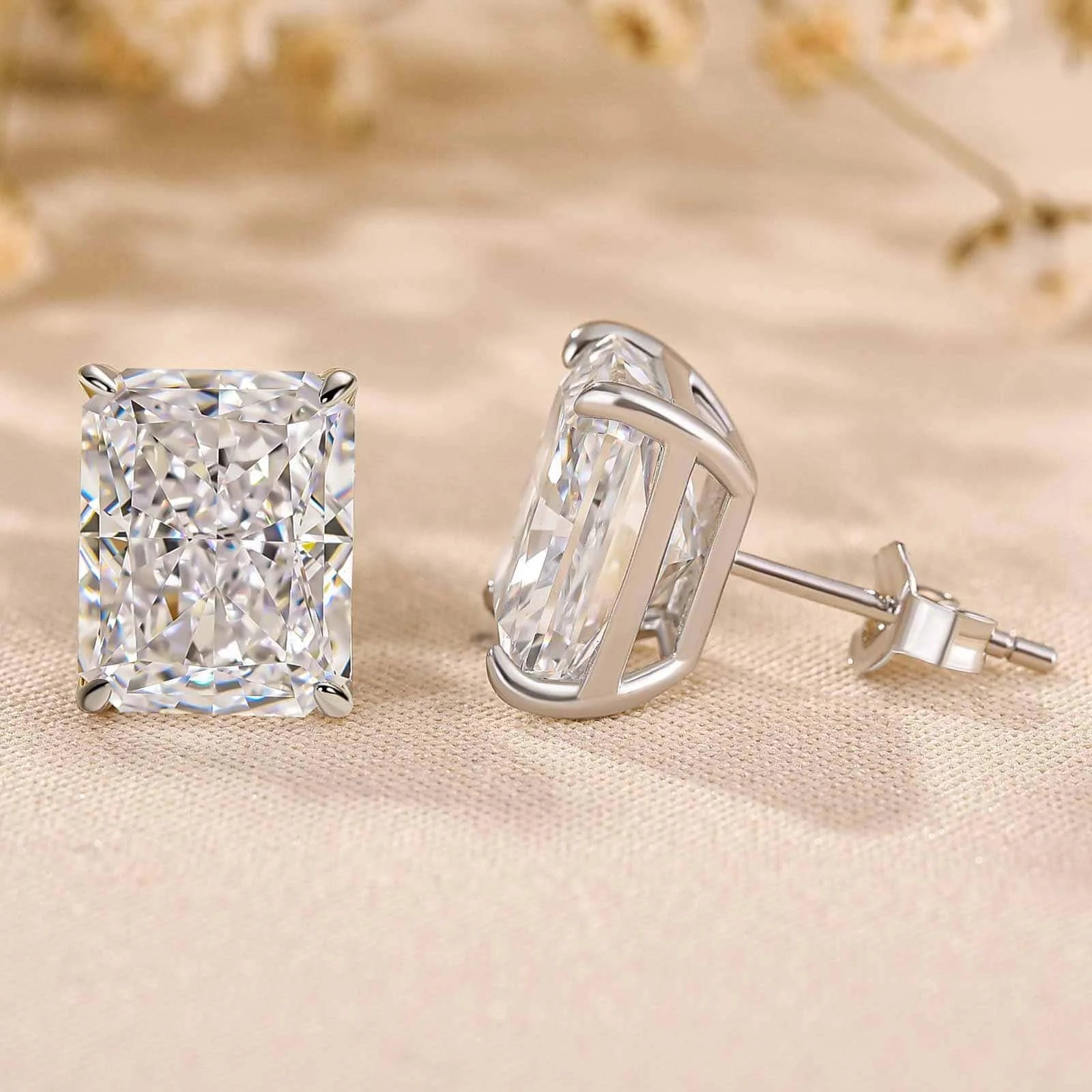 Radiant Cut Lab Grown Diamond Earrings  Radiant Cut Lab Grown Diamond Earrings