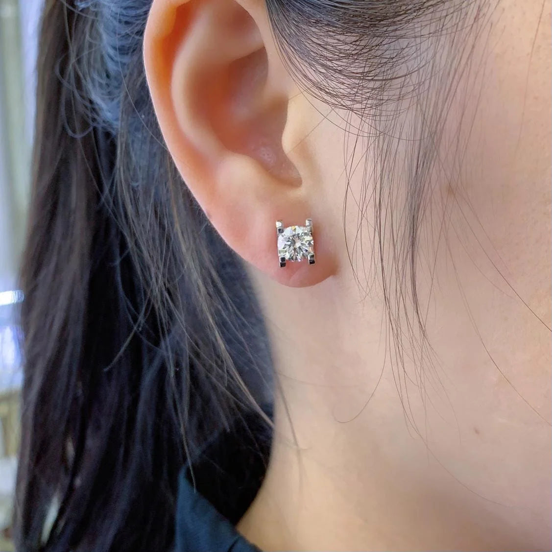 Round Cut Unique C De Cartier Stud Earring Round Cut Unique C De Cartier Stud Earring