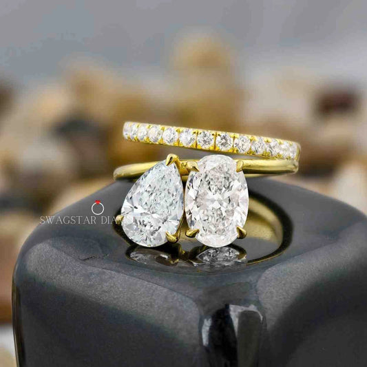 Unique Pear & Oval Cut Toi Et Moi Ring