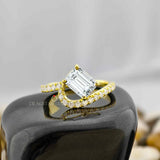 1.20 Carat Emerald Cut CVD Diamond Unique Shank Wedding Engagement Ring For Her
