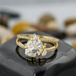 3.00 CT Horse Cut Lab Grown Diamond Engagement Ring, Solitaire Diamond Prong Set Ring, Split Shank, Solid 18K Gold Ring, Unique Style Ring
