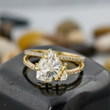 3.00 CT Horse Cut Lab Grown Diamond Engagement Ring, Solitaire Diamond Prong Set Ring, Split Shank, Solid 18K Gold Ring, Unique Style Ring