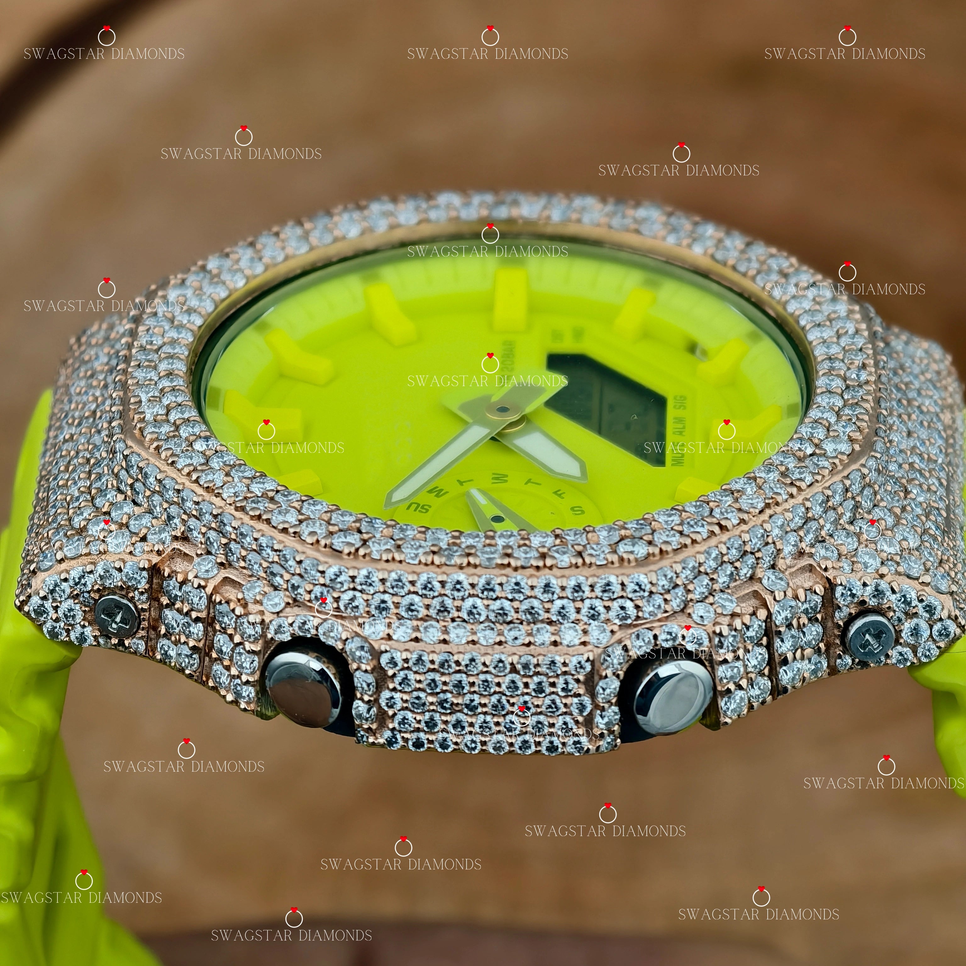 Neon Silicon Strap Bezel Dial D color Moissanite Watch For Men