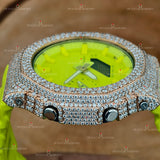 Neon Silicon Strap Bezel Dial D color Moissanite Watch For Men