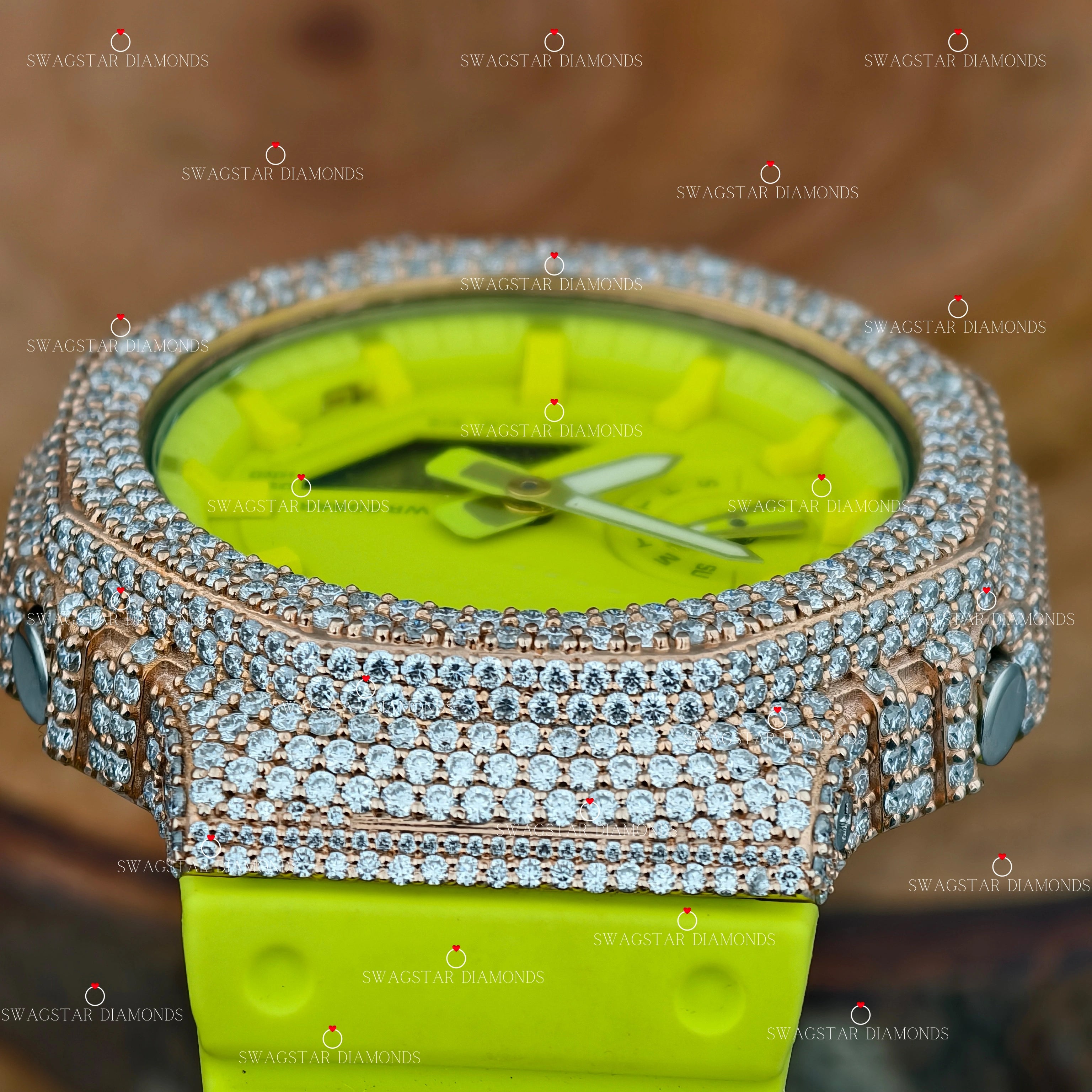 Neon Silicon Strap Bezel Dial D color Moissanite Watch For Men