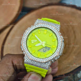 Neon Silicon Strap Bezel Dial D color Moissanite Watch For Men