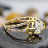 3.00 CT Horse Cut Lab Grown Diamond Engagement Ring, Solitaire Diamond Prong Set Ring, Split Shank, Solid 18K Gold Ring, Unique Style Ring