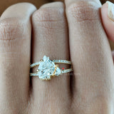 3.00 CT Horse Cut Lab Grown Diamond Engagement Ring, Solitaire Diamond Prong Set Ring, Split Shank, Solid 18K Gold Ring, Unique Style Ring