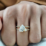 3.00 CT Horse Cut Lab Grown Diamond Engagement Ring, Solitaire Diamond Prong Set Ring, Split Shank, Solid 18K Gold Ring, Unique Style Ring