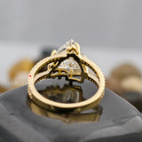 3.00 CT Horse Cut Lab Grown Diamond Engagement Ring, Solitaire Diamond Prong Set Ring, Split Shank, Solid 18K Gold Ring, Unique Style Ring