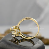 3.00 CT Horse Cut Lab Grown Diamond Engagement Ring, Solitaire Diamond Prong Set Ring, Split Shank, Solid 18K Gold Ring, Unique Style Ring