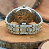 Men Luxury 41MM Skeleton Dial Yellow Plated Two Tone Moissanite Watch