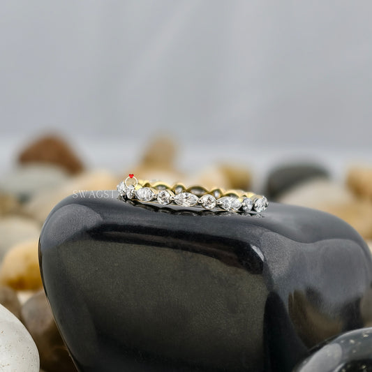1.35 CT Marquise And Round Lab Grown Diamond Engagement Band, Full Eternity Stackable Wedding Band, 14K Gold Minimalist Gift Band For Her