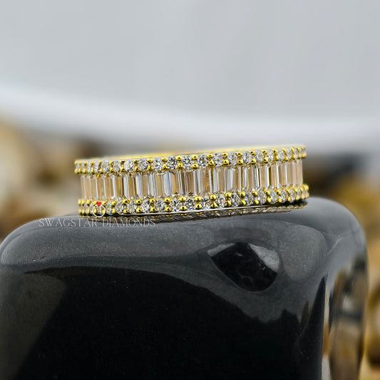Baguette & Round Shape Lab Grown Diamond Full Eternity Band