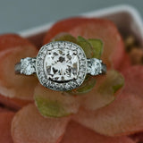 Cushion & Round Real Lab Grown Diamond Engagement Ring