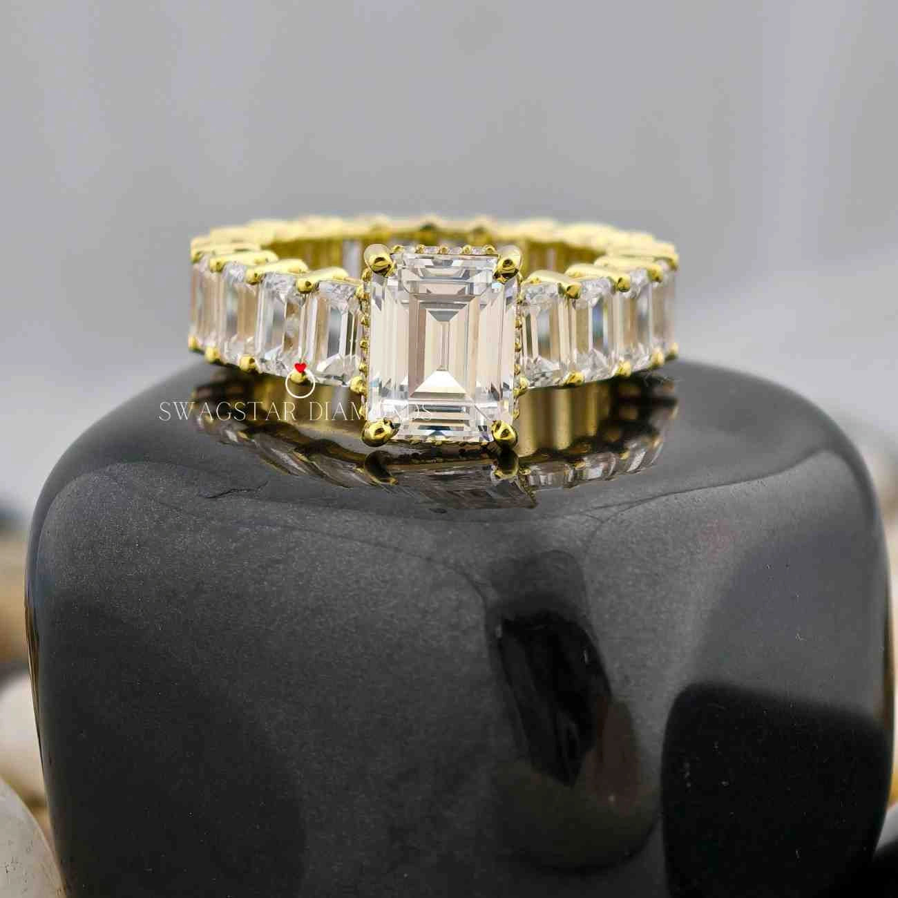 2 Carat Emerald Cut Lab Grown Diamond Full Eternity Band For Wedding & Engagement For Her