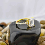 2 Carat Emerald Cut Lab Grown Diamond Art Deco Moissanite Emerald Cut Engagement Ring For Her