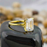 3 Carat Emerald Cut Lab Created Diamond Solitaire Moissanite Engagement Ring For Her