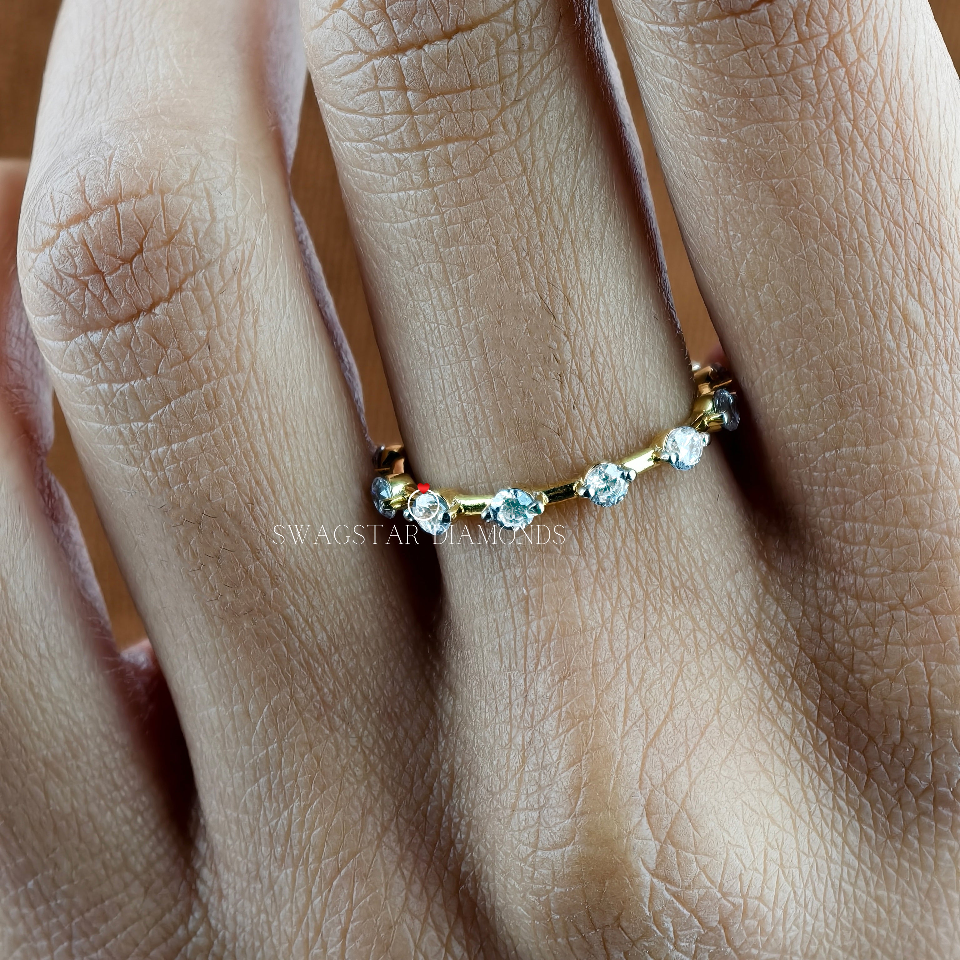 0.45CT Brilliant Round Cut Full Eternity Bubble Band For Her In 14K Yellow Gold