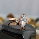 2 Carat Marquise Cut Lab Grown Diamond Side Round Cut Three Stone Women Engagement Ring