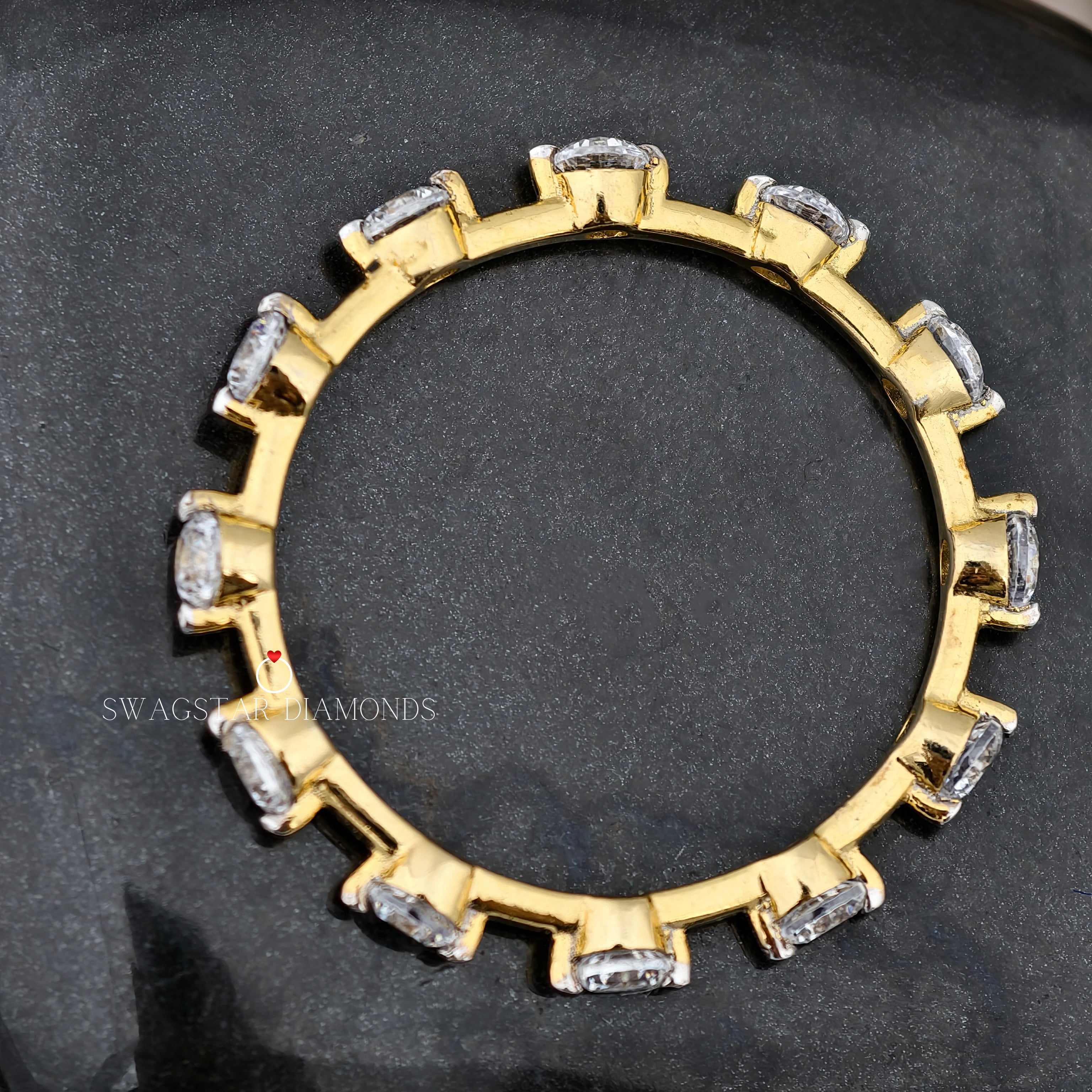 0.45CT Brilliant Round Cut Full Eternity Bubble Band For Her In 14K Yellow Gold
