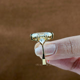 Marquise Lab Grown Diamond Engagement Ring, 2 Ct Diamond Ring, Three Stone Ring, Kite Shape Diamond Accent, 18K Gold Ring For Her