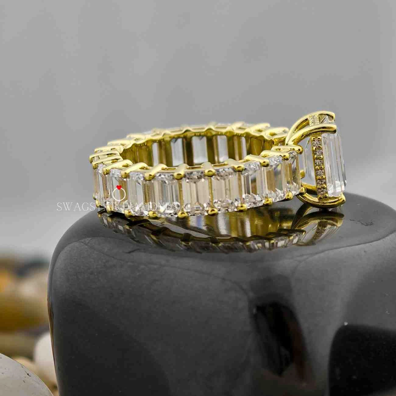 2 Carat Emerald Cut Lab Grown Diamond Full Eternity Band For Wedding & Engagement For Her