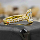 2 Carat Emerald Cut CVD Diamonds Three Side Stone Shank Women Engagement Ring In 14K White Gold