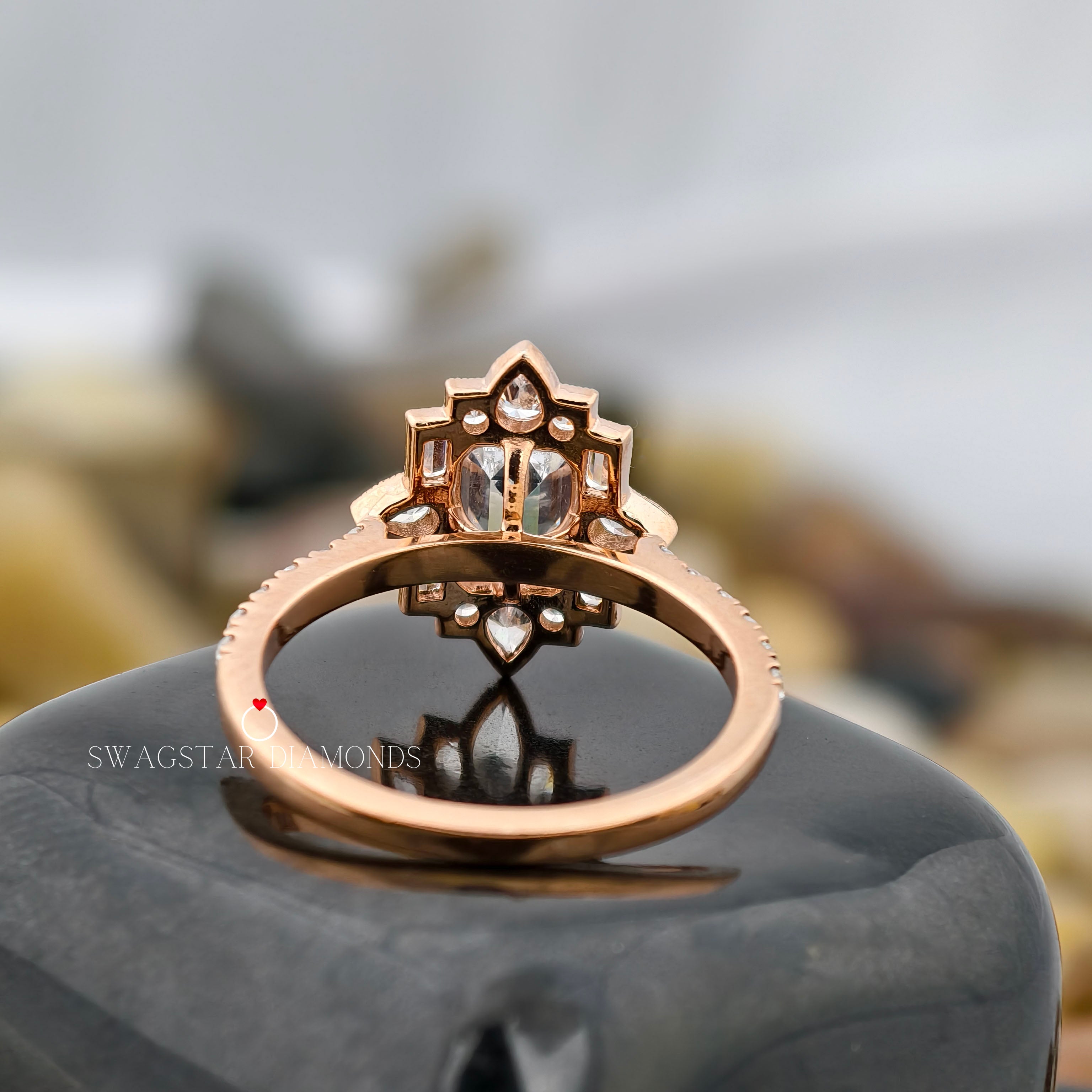 Emerald & Pear & Baguette & Round Lab Grown Diamond Engagement Ring