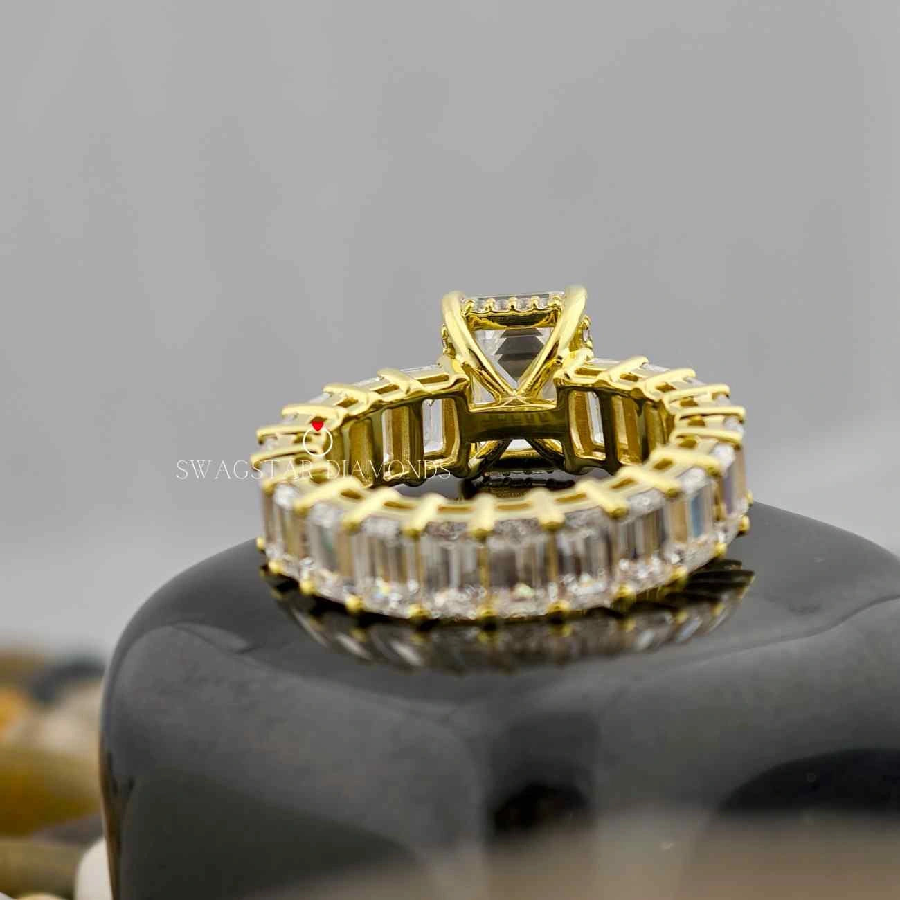 2 Carat Emerald Cut Lab Grown Diamond Full Eternity Band For Wedding & Engagement For Her