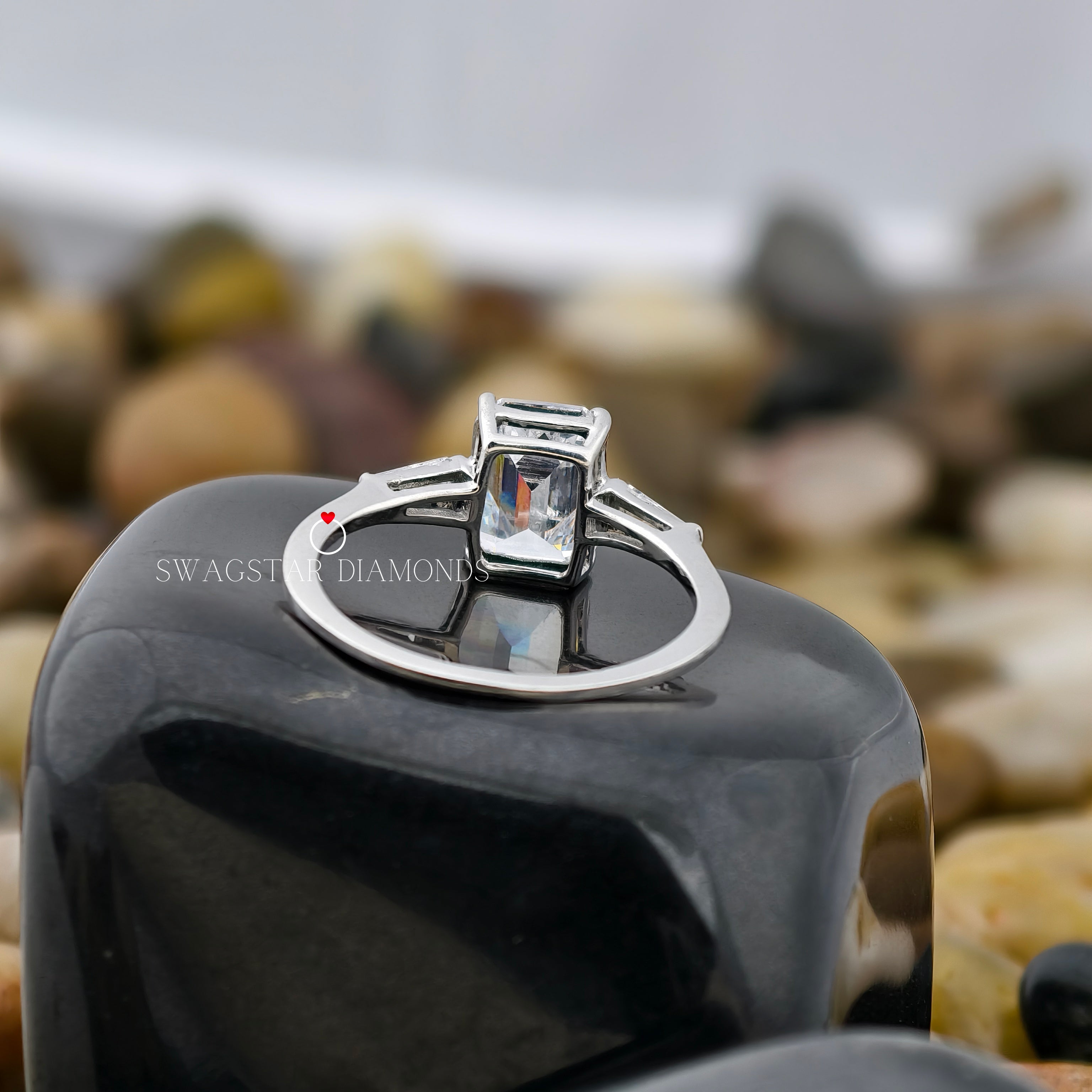 Emerald & Baguette Lab Grown Diamond Engagement Ring