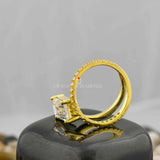 2 Carat Emerald Cut Lab Grown Diamond Double Shank Women Engagement Ring In 14K Yellow Gold