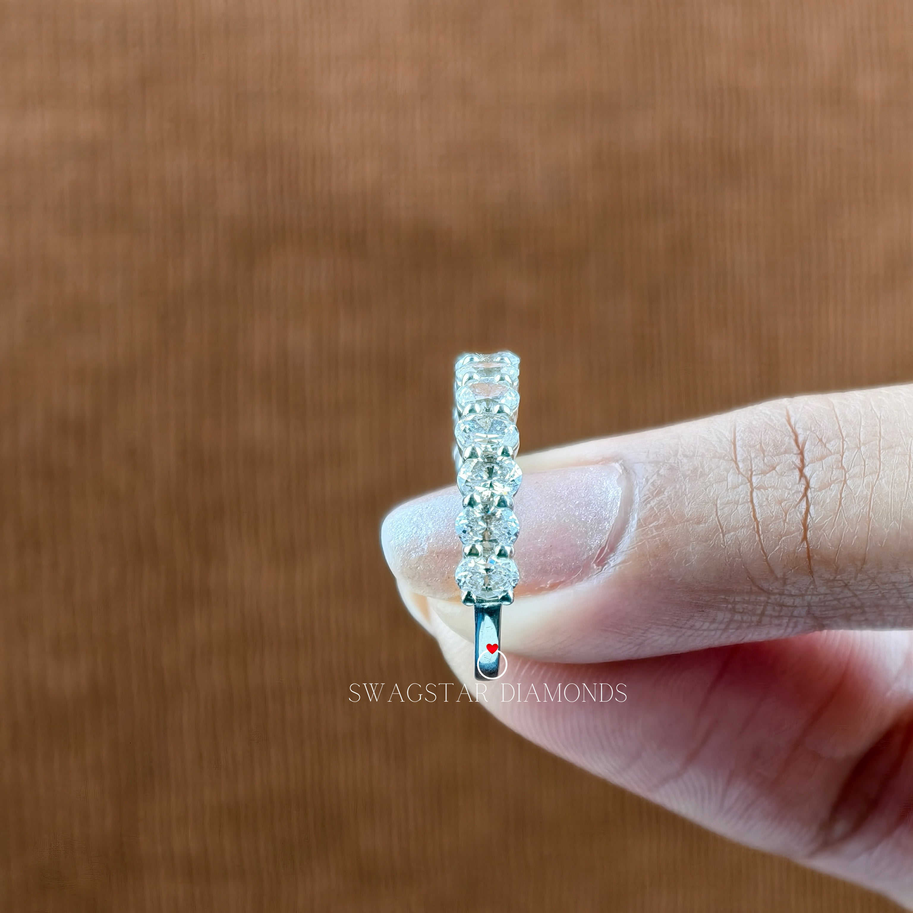 1.65 Oval Cut Lab Grown Diamond Half Eternity Wedding Engagement Ring For Her