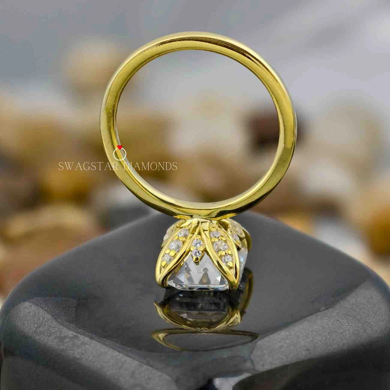 3 Carat Emerald Cut Lab Created Diamond Solitaire Moissanite Engagement Ring For Her