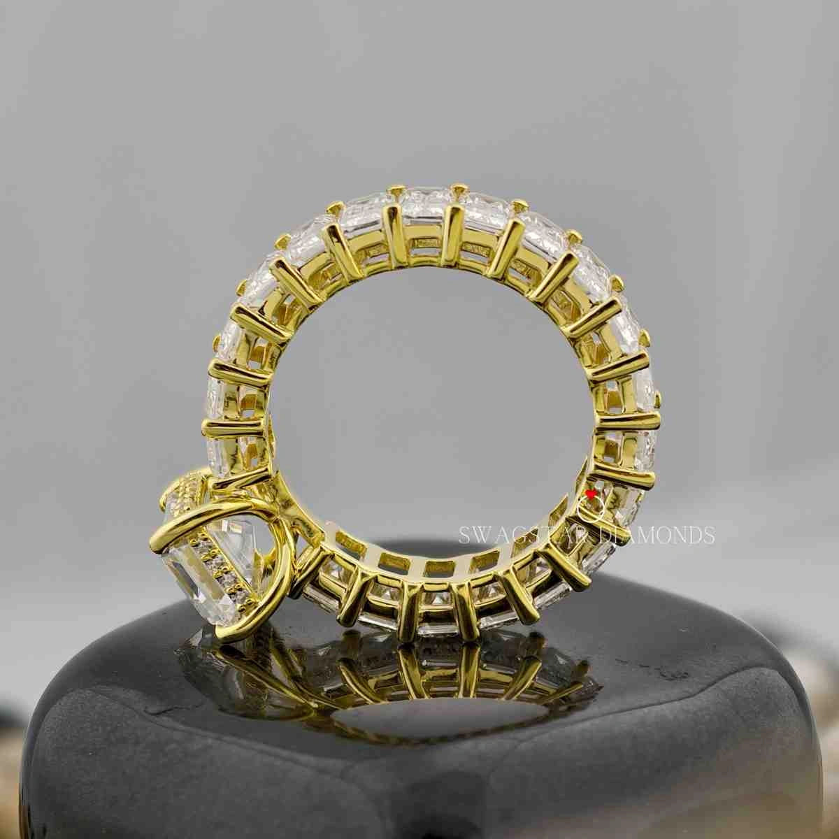 2 Carat Emerald Cut Lab Grown Diamond Full Eternity Band For Wedding & Engagement For Her