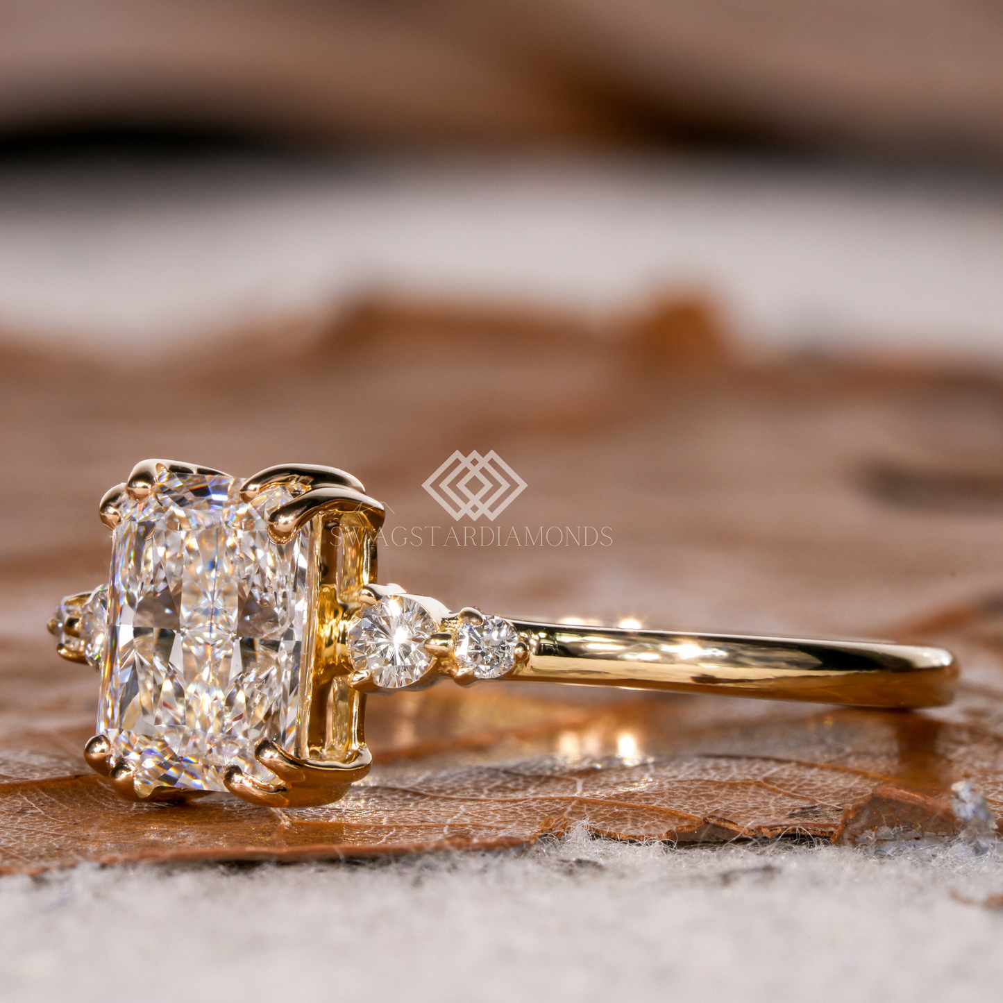 Radiant Cut Ring With Lab-Grown & Natural Diamonds, Jewelry By Leading Manufacturer From Swagstar, Surat. Explore Wedding, Engagement, Eternity Rings, Earring & Studs, Bracelets In 10k, 14k, & 18k Gold Varieties, Including White, Yellow, Rose Gold.