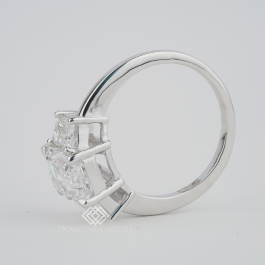 Emerald Cut Ring With Lab-Grown & Natural Diamonds, Jewelry By Leading Manufacturer From Swagstar, Surat. Explore Wedding, Engagement, Eternity Rings, Earring & Studs, Bracelets In 10k, 14k, & 18k Gold Varieties, Including White, Yellow, Rose Gold.