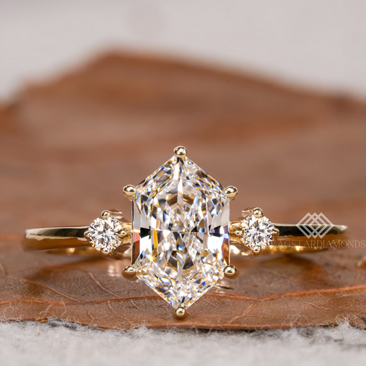 Hexagon Brilliant ring With Lab-Grown & Natural Diamonds, Jewelry By Leading Manufacturer From Swagstar, Surat. Explore Wedding, Engagement, Eternity Rings,  Earring & Studs, Bracelets In 10k, 14k, & 18k Gold Varieties, Including White, Yellow, Rose Gold.